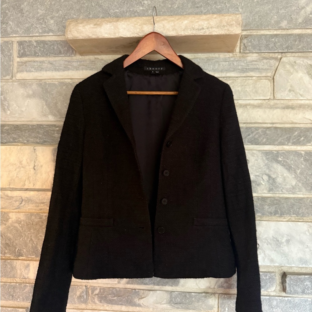 Theory Black Tweed Blazer Jacket